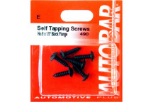 Autobar Self?Tapper Black Flange 6x1/2 Pack of 6