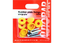 Autobar Number Plate Fixings Screw Type Yellow Pack of 4
