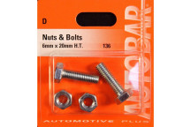 Autobar Nuts & Bolts 6mm x 20mm Pack of 2