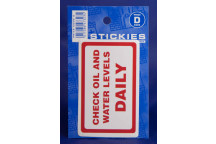 Check Oil and Water Levels Daily Sticker