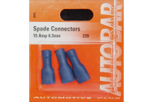 Autobar Female Spades 6.3mm 15 Amp Pack of 3