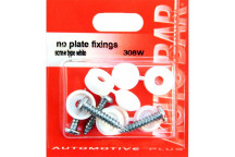 Autobar Number Plate Fixings Screw Type White Pack of 4