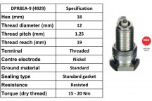 SPARK PLUG DPR8EA-9 LANCIA THEMA 88-92