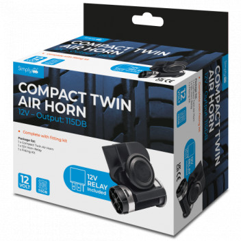 Simply Auto HN54 Compact Twin Air Horn 12V - Loud Dual Tone