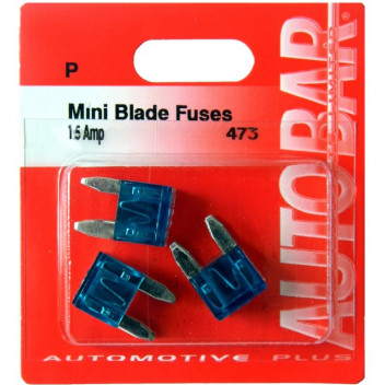 Autobar Mini Blade Fuses 15 Amp Pack of 3