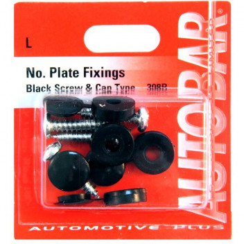 Autobar Number Plate Caps Black Pack of 4