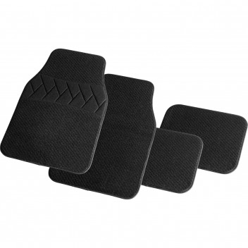 Simply Auto MR2003 Black Carpet Car Mats with Rubber Heel Pa