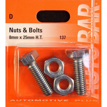 Autobar Nuts & Bolts 8mm x 25mm Pack of 2