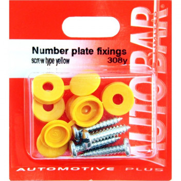 Autobar Number Plate Fixings Screw Type Yellow Pack of 4