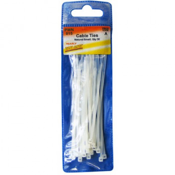 Pearl Automotive PWN815 White 100mm Cable Ties - Pack of 30