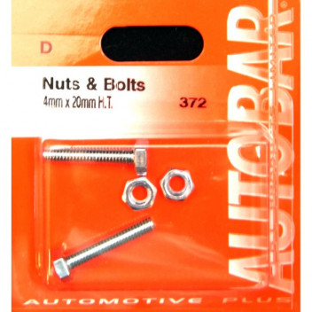 Autobar Nuts & Bolts 4mm x 20mm Pack of 2