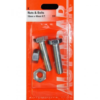 Autobar Nuts & Bolts 10mm x 40mm Pack of 2