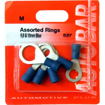 Autobar Assorted Ring Connectors 10mm Blue Pack of 6