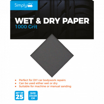 Simply Auto WD1000 Wet & Dry Sandpaper 1000 Grit - Fine Fini
