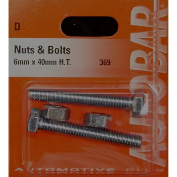 Autobar Nuts & Bolts 6mm x 40mm Pack of 2