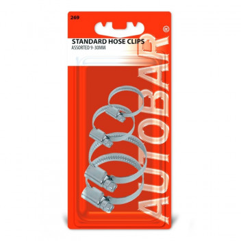 Autobar Assorted Hose Clips Sizes 000?M0?0?1A Pack of 4