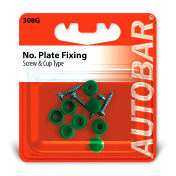 Autobar Number Plate Fixings Screw Type Green Pack of 4