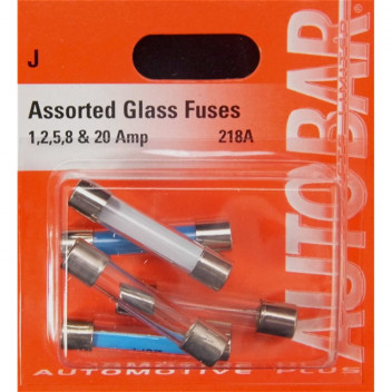 Autobar Glass Fuses 1/2/5/10/20 Amp Pack of 5