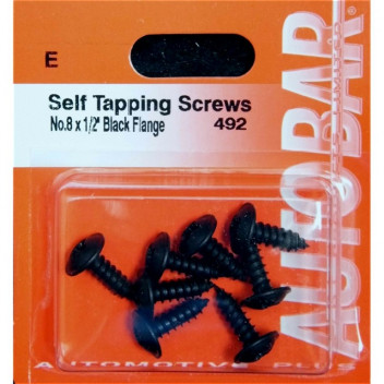 Autobar Self?Tapper Black Flange 8x1/2 Pack of 8