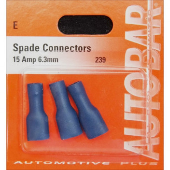 Autobar Female Spades 6.3mm 15 Amp Pack of 3