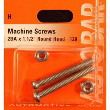 Autobar Machine Screws 2BA x 1?1/2 Pack of 2