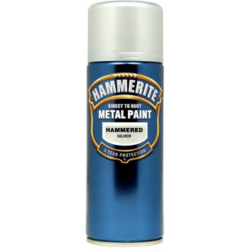 Hammerite 5084783 Hammered Silver Spray 400ml - Heavy-Duty R