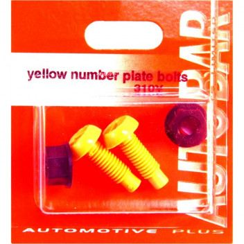 Autobar Number Plate Bolts Yellow Pack of 2