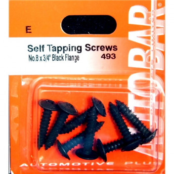 Autobar Self?Tapper Black Flange 8x3/4 Pack of 8