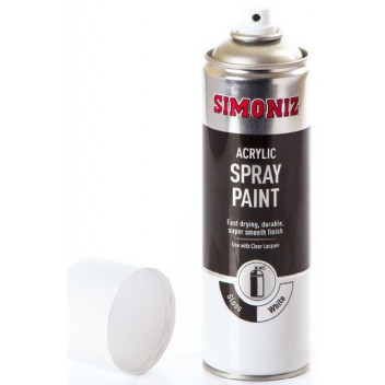 Simoniz SIMP18D Gloss White Acrylic Spray Paint 500ml - Brig