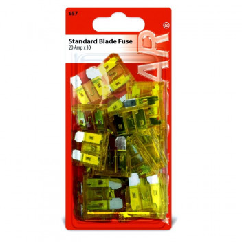 Autobar Flat Blade Fuses 20 Amp Pack of 30