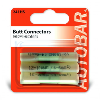 Autobar Heat Shrink Butt Connectors Yellow Pack of 3