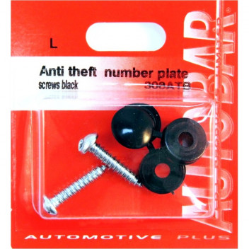 Autobar Anti?Theft Number Plate Fittings Black Pack of 2