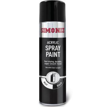 Simoniz SIMP17D Matt Black Acrylic Spray Paint 500ml - Smoot