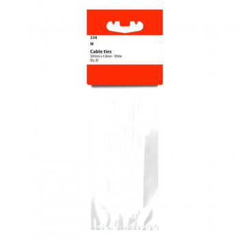 Autobar Cable Ties 300mm x 4.8mm White Pack of 20