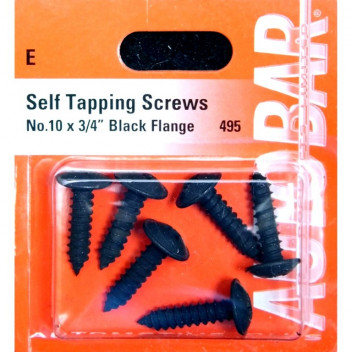 Autobar Self?Tapper Black Flange 10x3/4 Pack of 6