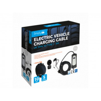 Simply Auto EV006 Type 1 to UK 3 Pin 5M EV Charging Cable 2.