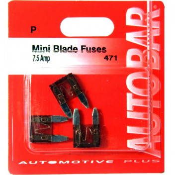 Autobar Mini Blade Fuses 7.5 Amp Pack of 3
