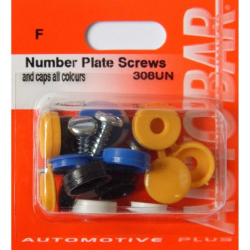 Autobar Number Plate Screws All Colours Pack of 8