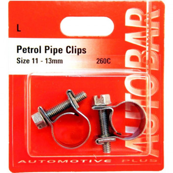 Autobar Petrol Pipe Clips 11?13mm Pack of 2