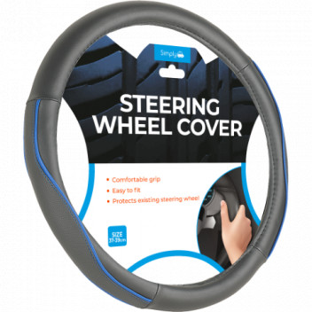 Simply Auto SWC120 Black and Blue Steering Wheel Cover