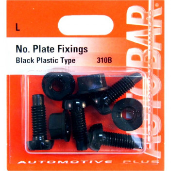 Autobar Number Plate Fixings Black Pack of 4
