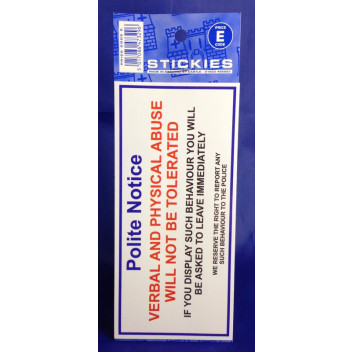 Verbal Abuse Not Tolerated Sticker