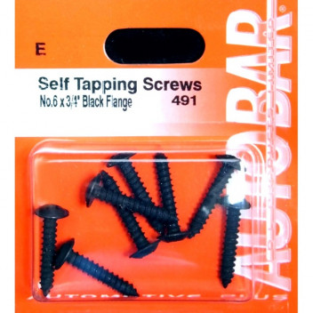 Autobar Self?Tapper Black Flange 6x3/4 Pack of 6