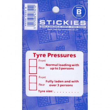 Tyre Pressures Sticker