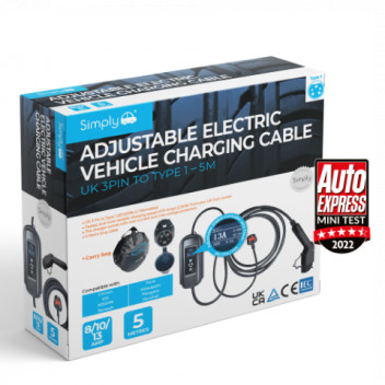 Simply Auto EV008 Type 1 to UK 3 Pin EV Charging Cable 5M 3.
