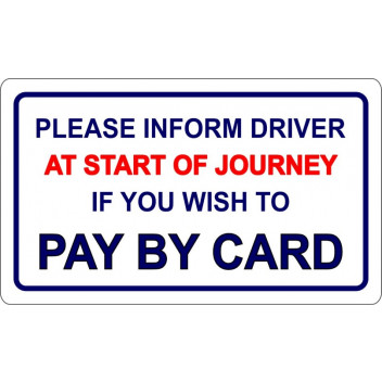 Pay By Card At Start Of Journey Sticker