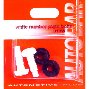 Autobar Number Plate Bolts White Pack of 2
