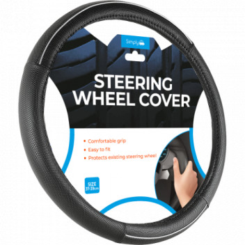 Simply Auto SWC121 Black and Silver Steering Wheel Cover