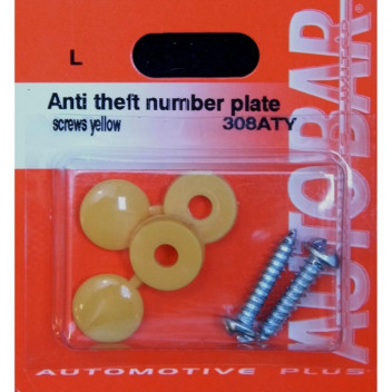 Autobar Anti?Theft Number Plate Fittings Yellow Pack of 2