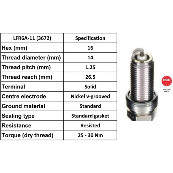 SPARK PLUG LFR6A-11 X TRAIL 01-07 image